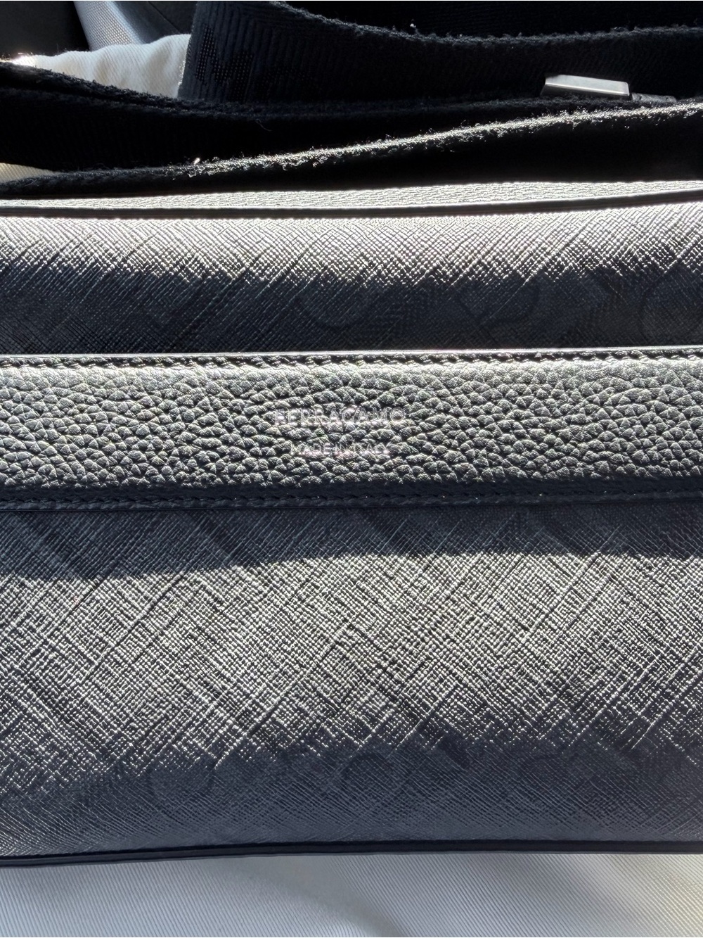 Black Textured Crossbody Bag